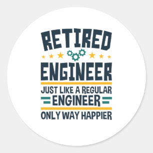 Pegatina Redonda Ingeniero jubilado en ingeniería