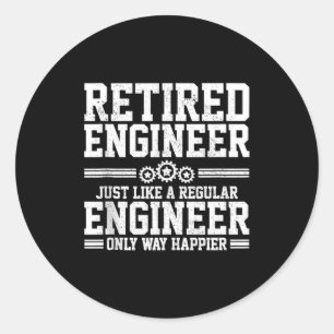 Pegatina Redonda Ingeniero Jubilado Ingeniería Frase Divertida Jubi