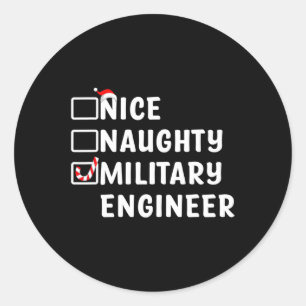 Pegatina Redonda Ingeniero Militar Funny Navidades Eng