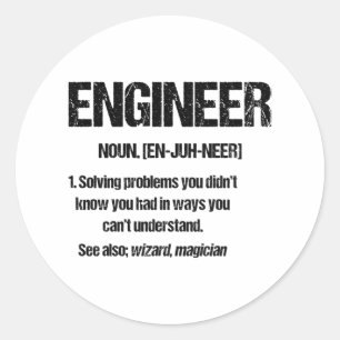 Pegatina Redonda INGENIERO NOUN Funny Engineering Cita Graduación