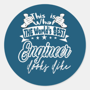 Pegatina Redonda Ingeniero: Parece Mejor Ingeniero Del Mundo