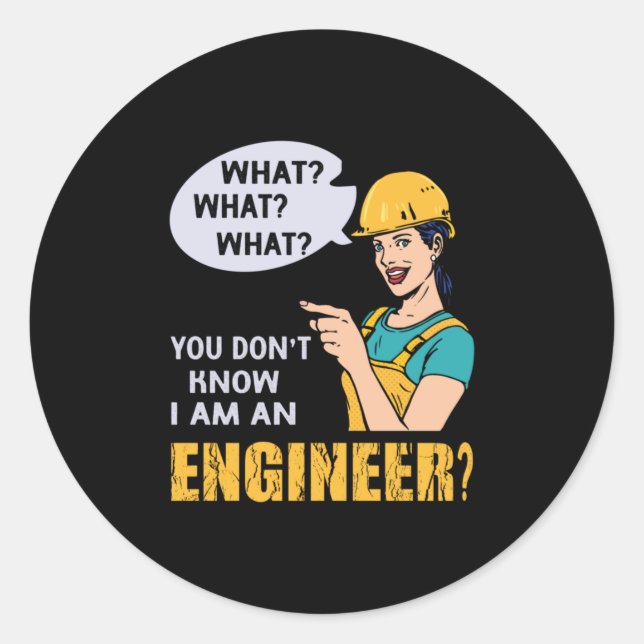 Pegatina Redonda Ingeniero Soy Ingeniero (Anverso)