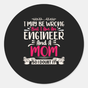 Pegatina Redonda Ingeniero, Soy Ingeniero Y Mamá
