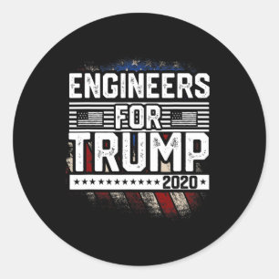 Pegatina Redonda Ingenieros por Trump  Reelegir a Trump