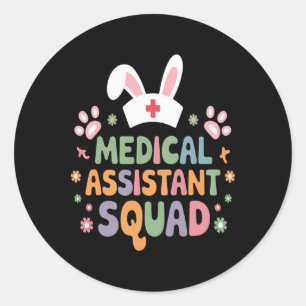 Pegatina Redonda Ingeniosa Escuadrón De Pascua De La Medicina Bunny