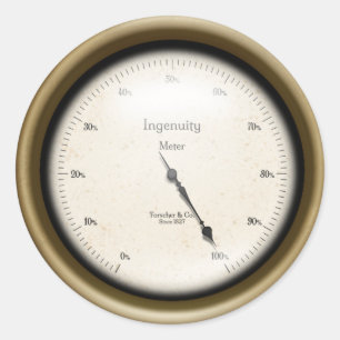Pegatina Redonda Ingenuity Meter Industrial Machine Age Steampunk