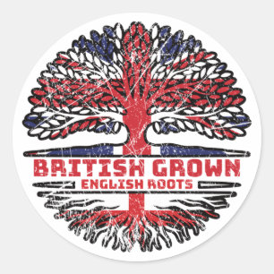 Pegatina Redonda Inglaterra Reino Unido Reino Unido Árbol británico
