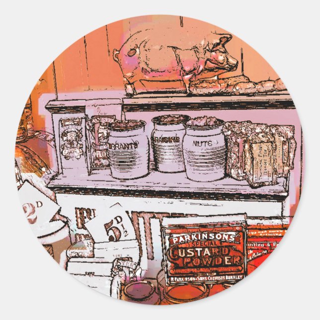 PEGATINA REDONDA INGLATERRA VICTORIANA (Anverso)