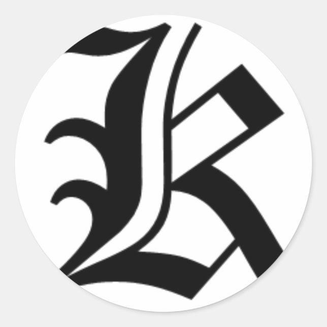Pegatina Redonda Inglés antiguo de texto K (Anverso)