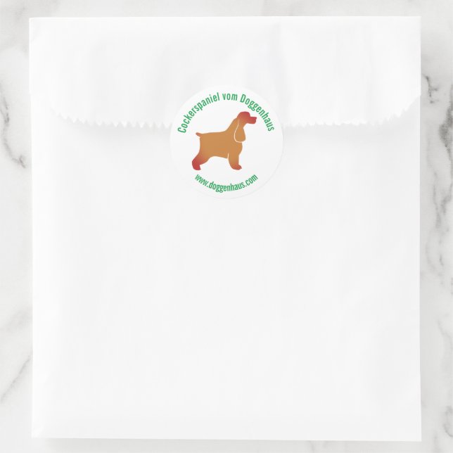 Pegatina Redonda Inglés Cocker Spaniel mínimo moderno (Bolso)