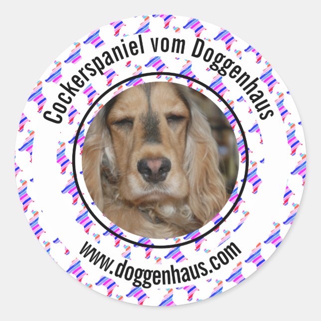 Pegatina Redonda Inglés Cocker Spaniel mínimo moderno (Anverso)