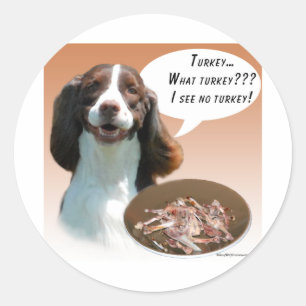 Pegatina Redonda Inglés Springer Spaniel Turkey