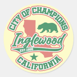 Pegatina Redonda Inglewood, California