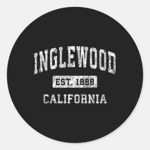 Pegatina Redonda Inglewood California Ca Estableció Deportes