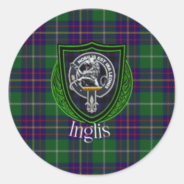 Pegatina Redonda Inglis Scottish Clan Tartan & Crest