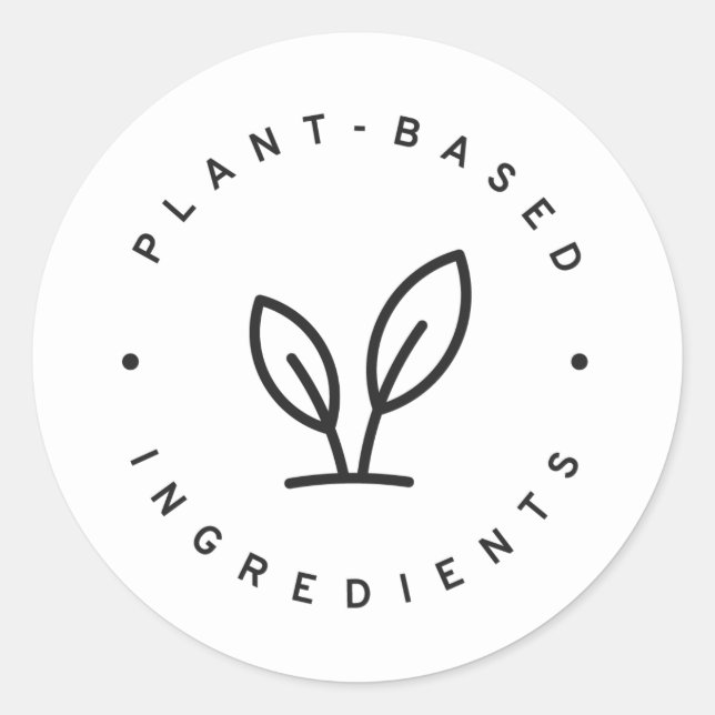 Pegatina Redonda Ingredientes a base de plantas (Anverso)