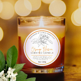 Pegatina Redonda Ingredientes caseros de velas de flores de naranja