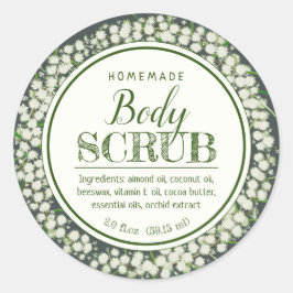 Pegatina Redonda Ingredientes de exfoliante corporal casero botánic
