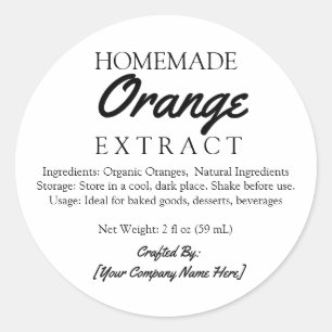 Pegatina Redonda Ingredientes de extracto de naranja casero elabora