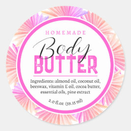 Pegatina Redonda Ingredientes de manteca corporal casera palmas ros