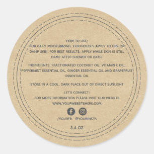 Pegatina Redonda Ingredientes de productos de belleza empresarial o