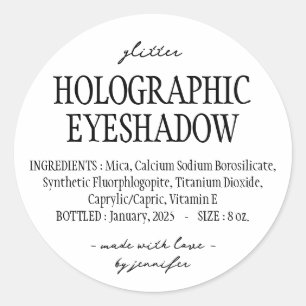 Pegatina Redonda Ingredientes de Sombra de Ojos Holográfica con Bri