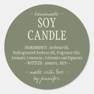 Pegatina Redonda Ingredientes de velas de soja