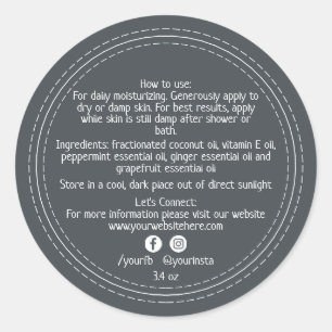 Pegatina Redonda Ingredientes orgánicos de productos de belleza emp