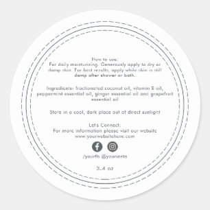 Pegatina Redonda Ingredientes orgánicos de productos de belleza emp