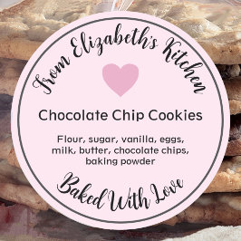 Pegatina Redonda Ingredientes para productos horneados caseros Cora