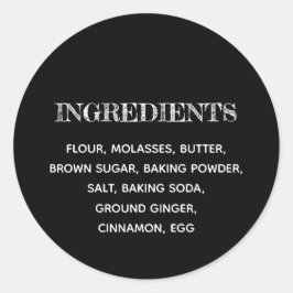 Pegatina Redonda Ingredientes personalizados Blanco y negro