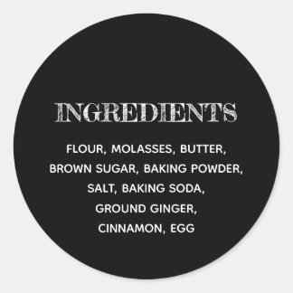 Pegatina Redonda Ingredientes personalizados Blanco y negro