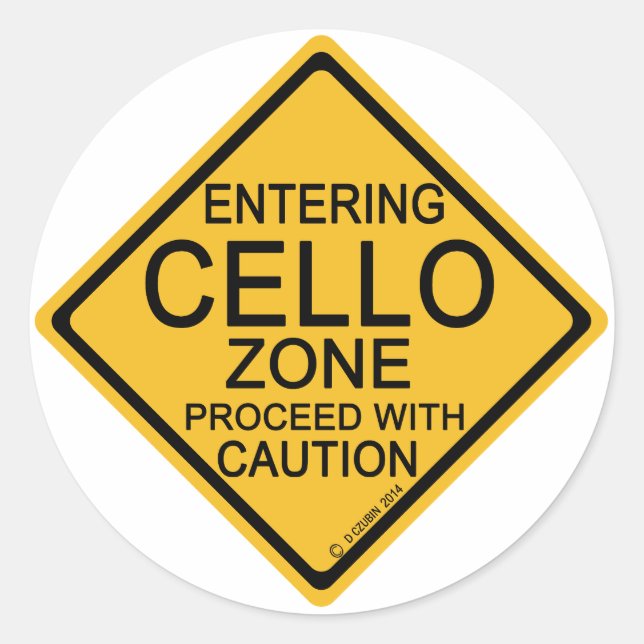 Pegatina Redonda Ingresando a la zona Cello (Anverso)