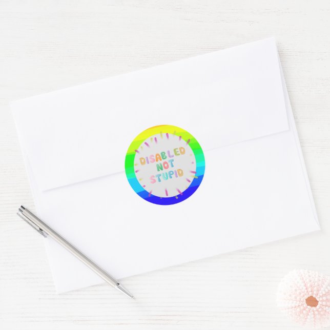 Pegatina Redonda Inhabilitar la igualdad de conciencia de discapaci (Sobre)