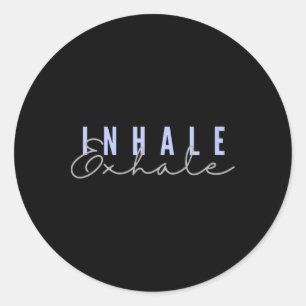 Pegatina Redonda Inhalar Exhalar Zen Yoga Meditación Consciente Rel