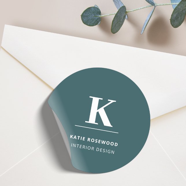 Pegatina Redonda Inicial Grande Moderna Verde Fumée Minimalista (Subido por el creador)
