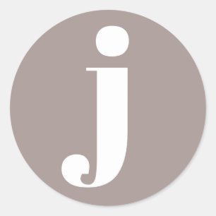 Pegatina Redonda Inicial monogramada minimalista en marrón taupe