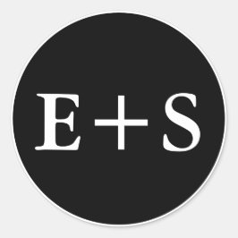 Pegatina Redonda Inicial |Sello para sobres Boda blanco y negro