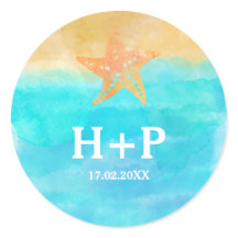 Iniciales Bodas Starfish de acuarelas