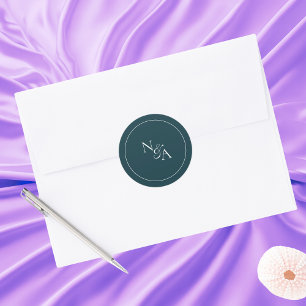 Pegatina Redonda Iniciales de Algodón Elegantes y Minimalistas Verd