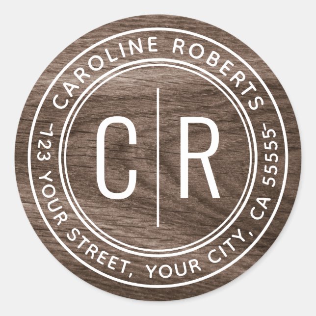 Pegatina Redonda Iniciales de monograma dirección de devolución ele (Anverso)