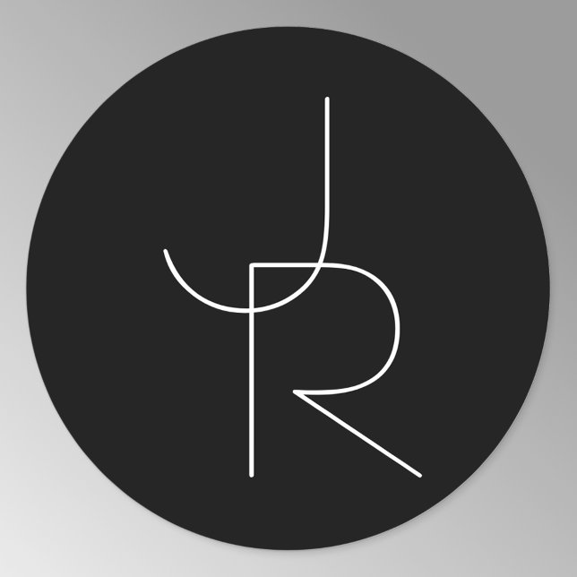 Pegatina Redonda Iniciales de superposición de 2 modernas | Blanco  (Subido por el creador)