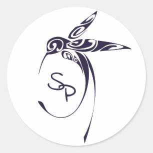 Pegatina Redonda Iniciales decorativas del Personalizado del colibr