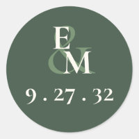 Iniciales en verde musgo de letra script minimalis