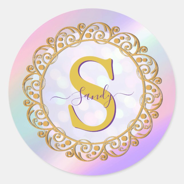 Pegatina Redonda Iniciales irlandeses de moda con desplazamiento de (Anverso)