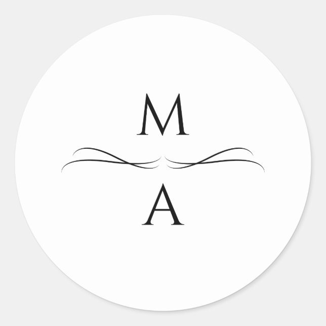 Pegatina Redonda Iniciales minimalistas modernas, simples, en blanc (Anverso)