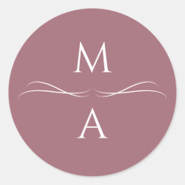 Pegatina Redonda Iniciales minimalistas modernas y suaves Rosas