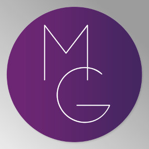 Pegatina Redonda Iniciales Modern 2 Morado Profundo Suelo Ombre