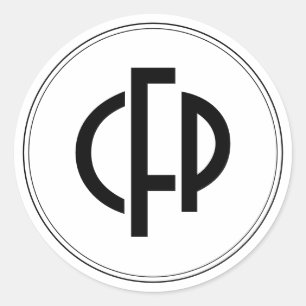 Pegatina Redonda Iniciales negras elegantes básicas simples