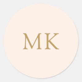 Pegatina Redonda Iniciales personalizadas de monograma Rubor con or